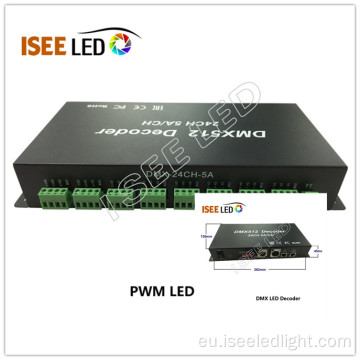 120A PWM LED kontroladorearen deskodetzailea 24 kanal